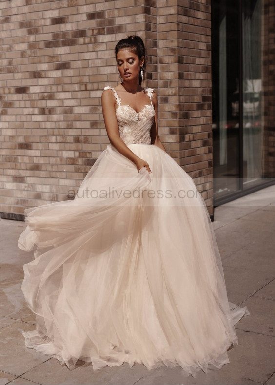 Beaded Lace Tulle Corset Back Popular Wedding Dress